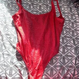 Red one piece swimsuit